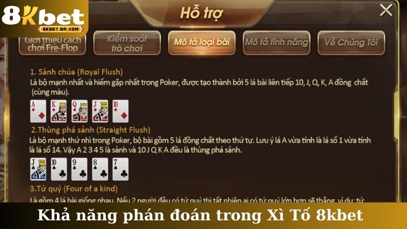 Khả năng phán đoán trong Xì Tố 8kbet