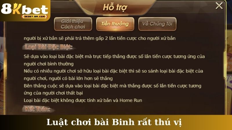 Luật chơi bài Binh rất thú vị