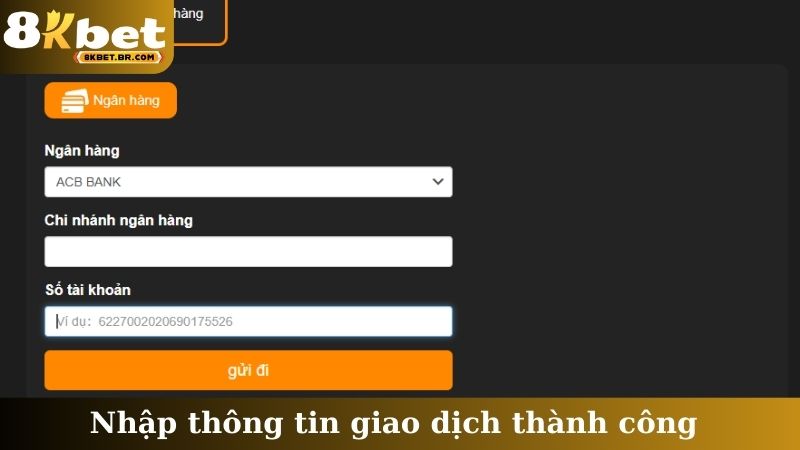 Nhập thông tin giao dịch thành công