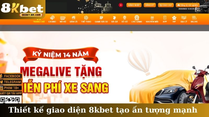 Thiết kế giao diện 8kbet tạo ấn tượng mạnh