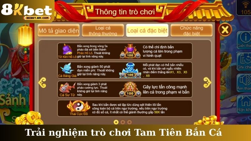 Trải nghiệm trò chơi Tam Tiên Bắn Cá